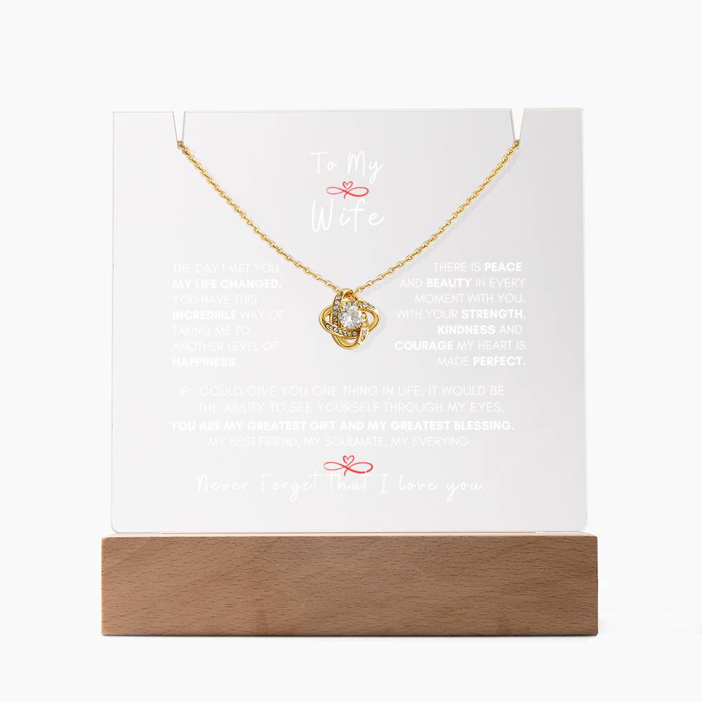 My Beautiful Wife, Love Knot Necklace Keepsake Message Acrylic
