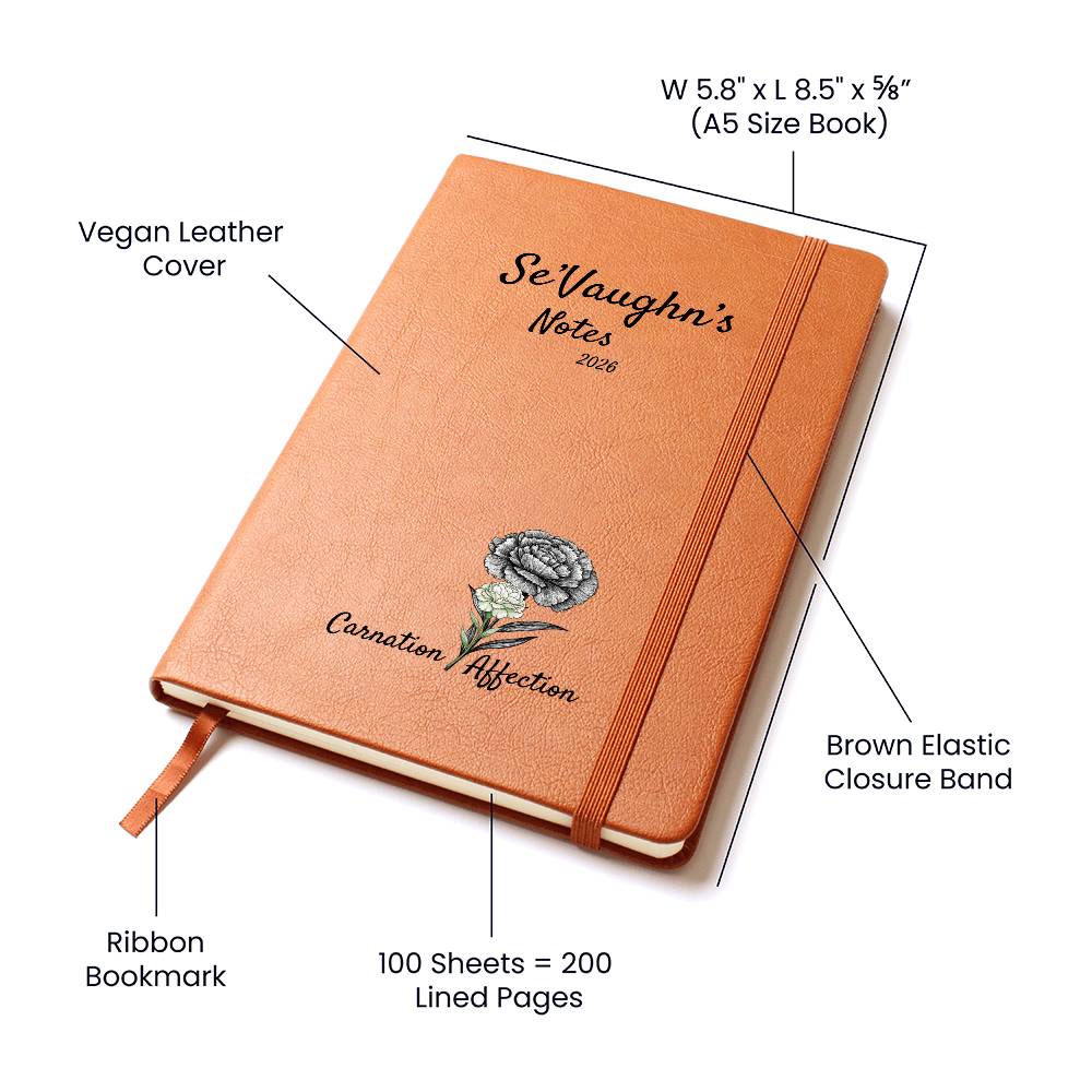 Custom Name Journal with Birth-Month Flower