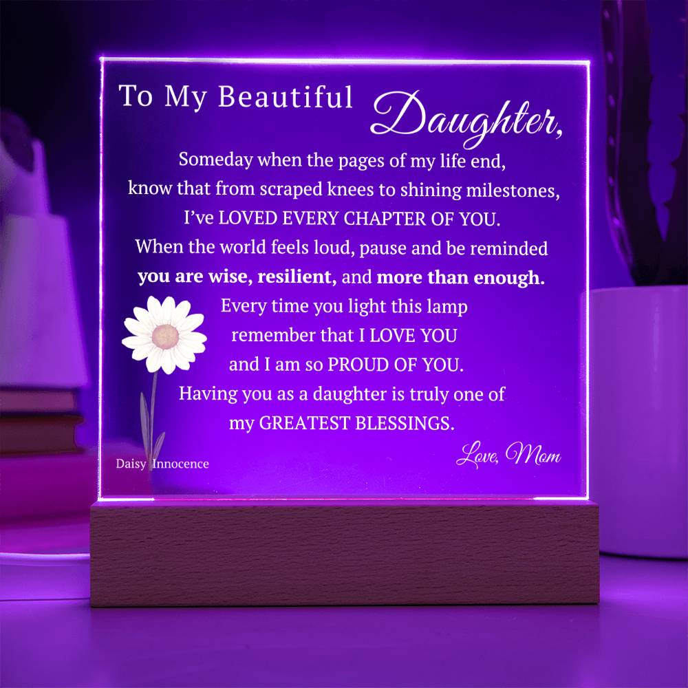 My Beautiful Daughter, Never Forget that I Love You, Birth-Month Flower, Acrylic LED Light Plaque