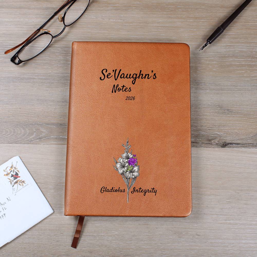 Custom Name Journal with Birth-Month Flower