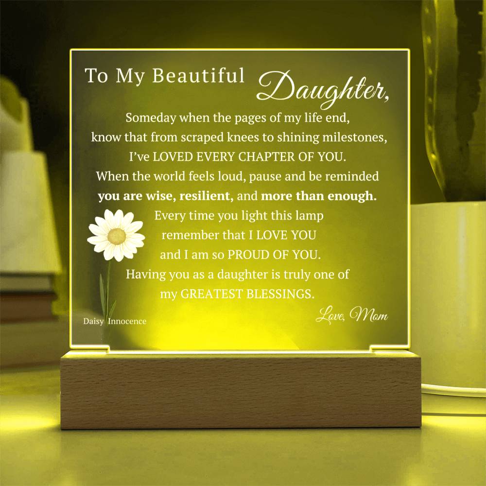 My Beautiful Daughter, Never Forget that I Love You, Birth-Month Flower, Acrylic LED Light Plaque