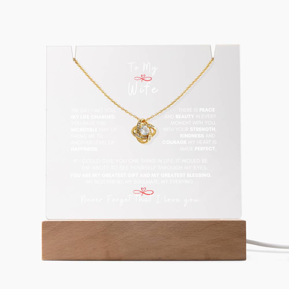 My Beautiful Wife, Love Knot Necklace Keepsake Message Acrylic