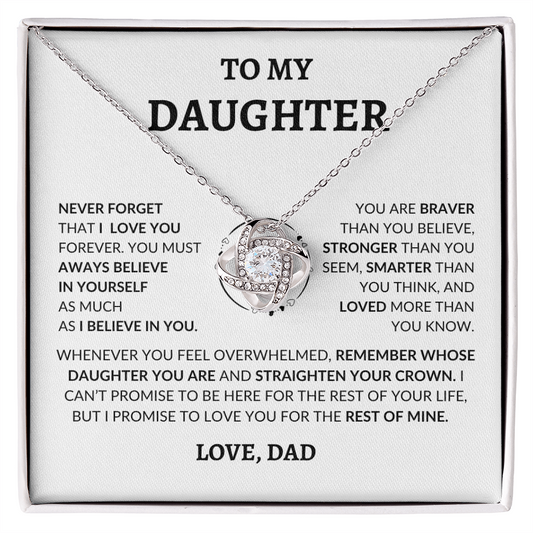 To My Beautiful Daughter "Never Forget That I Love You," Love Dad, Necklace