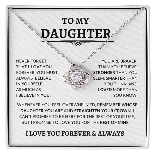 Beautiful Gift for Daughter "Never Forget That I Love You" Necklace