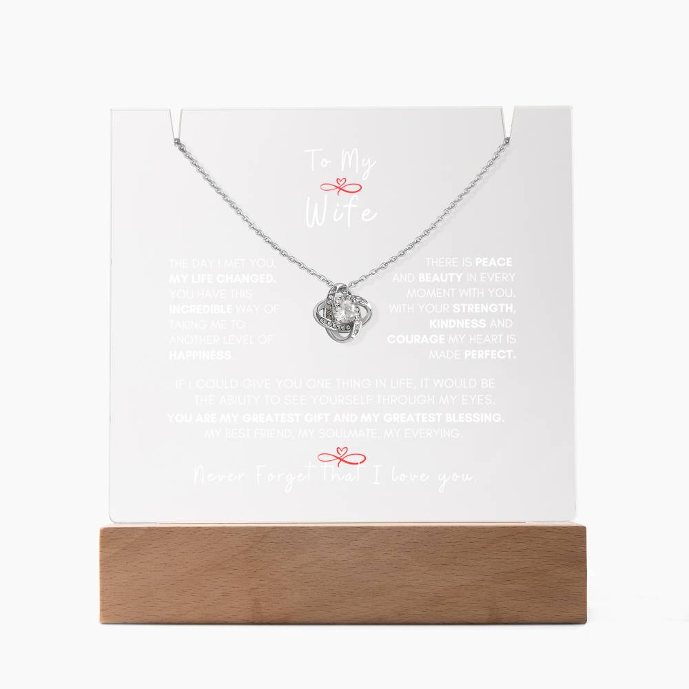 My Beautiful Wife, Love Knot Necklace Keepsake Message Acrylic
