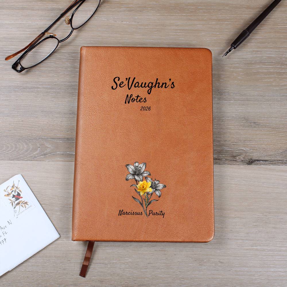 Custom Name Journal with Birth-Month Flower